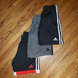 Adidas Kids' Black, Gray, and Red Shorts Trio